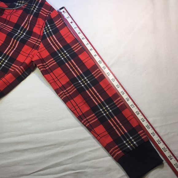 Zara collection red plaid top sz L zipper accents - Picture 6 of 6